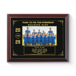 Sponsor Appreciation – Custom Soccer Team Photo Award Plaque