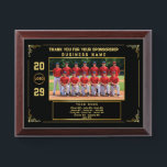 Sponsor Appreciation – Custom Softball Team Photo Award Plaque<br><div class="desc">Stylish black and gold design featuring your softball team photo, sponsor’s name, year, logo, team name, and full player list. All text fields are fully customizable, letting you tailor them to any team or business. This personalized plaque makes a thoughtful thank-you gift for sponsors, perfect for end-of-season celebrations, award nights,...</div>