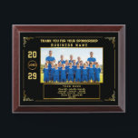 Sponsor Appreciation – Custom Team Photo & Text Award Plaque<br><div class="desc">Elegant black and gold design showcasing your team photo,  sponsor’s name,  year,  logo,  and full player list. All text is fully customizable,  making it ideal for any sport or organization. A thoughtful appreciation gift for sponsors,  perfect for end-of-season celebrations,  recognition events,  or award banquets.</div>