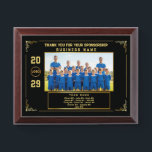 Sponsor Appreciation – Custom Team Photo & Text Award Plaque<br><div class="desc">Elegant black and gold design showcasing your team photo,  sponsor’s name,  year,  logo,  and full player list. All text is fully customizable,  making it ideal for any sport or organization. A thoughtful appreciation gift for sponsors,  perfect for end-of-season celebrations,  recognition events,  or award banquets.</div>
