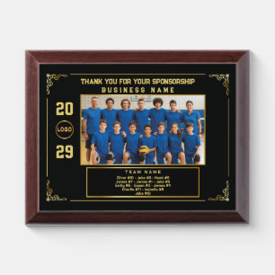 Sponsor Appreciation, Custom Volleyball Team Photo Award Plaque