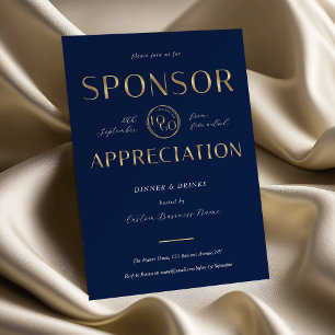 Sponsor Appreciation Navy & Gold Logo Corporate Invitation