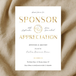 Sponsor Appreciation White & Gold Logo Corporate Invitation