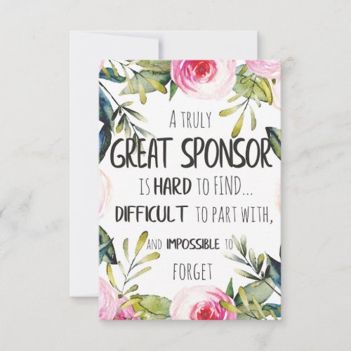 Sponsorship manager thank you card