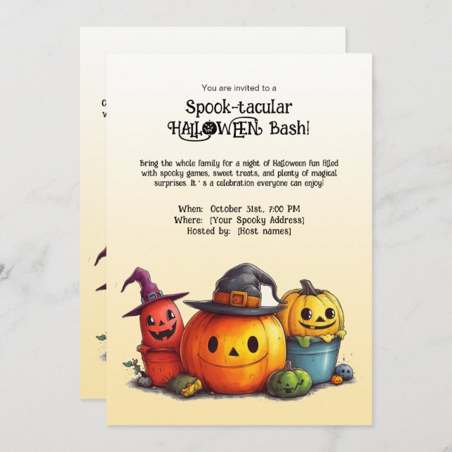  Spook-tacular  HALLOWEEN Bash!  Invitation (Front/Back)