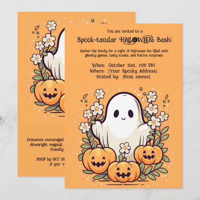 Spook-tacular  HALLOWEEN Bash!  Invitation (Front/Back)