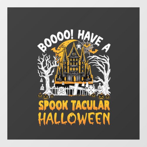 Spook Tacular Halloween Haunted Castle Bats Pumpki Window Cling