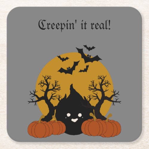 Spook_tacular Halloween  Square Paper Coaster
