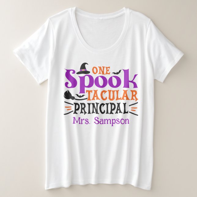 "Spook"tacular Principal Spooky Halloween Themed Plus Size T-Shirt (Design Front)