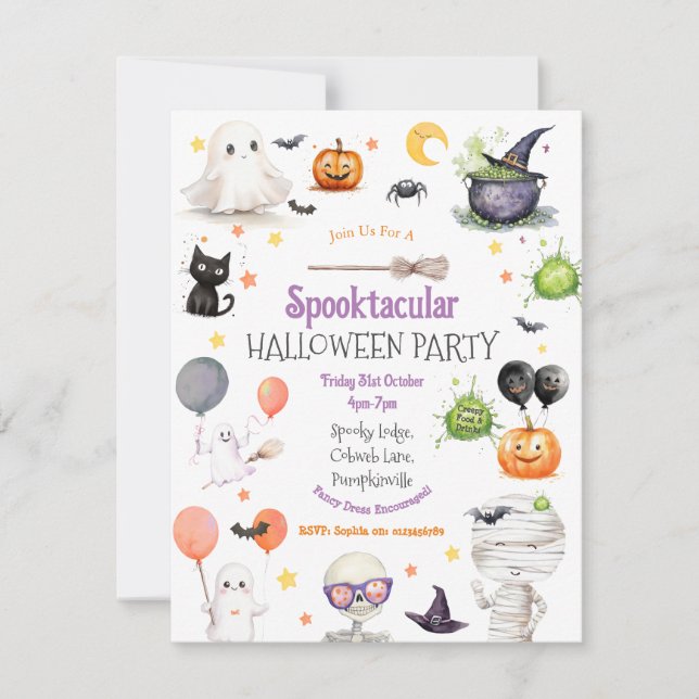 Spook-tastic Kids Halloween Party Invitation (Front)