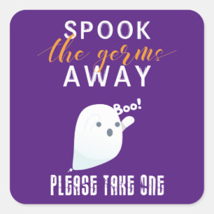 Spook the germs away Halloween purple sticker