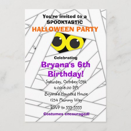 Spookable Mummy Kids Halloween Party Invitations