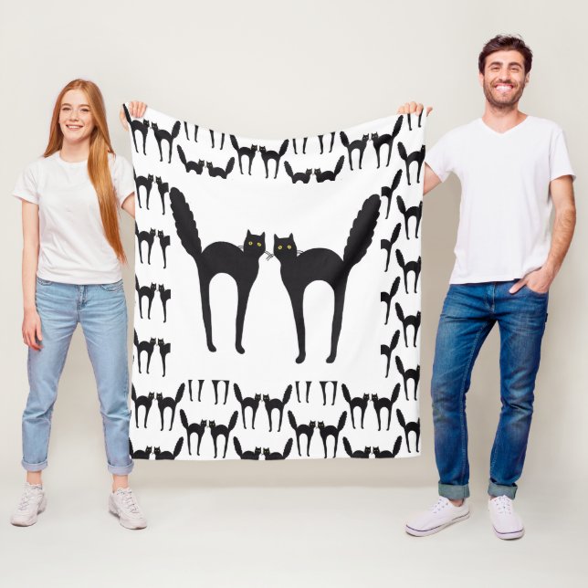Spooked Black Cats Fleece Blanket (In Situ)