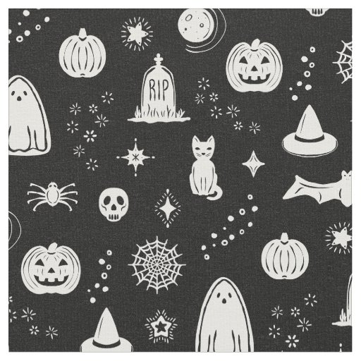 Spookie Things Pattern - Coal + Snow Fabric