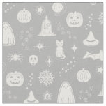 Spookie Things Pattern - Fog + Snow Fabric