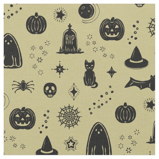 Spookie Things Pattern - Gold + Coal Fabric