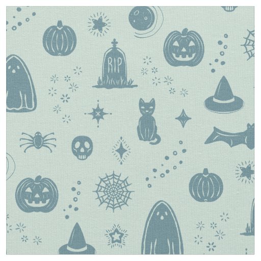 Spookie Things Pattern - Mint + Peacock Fabric
