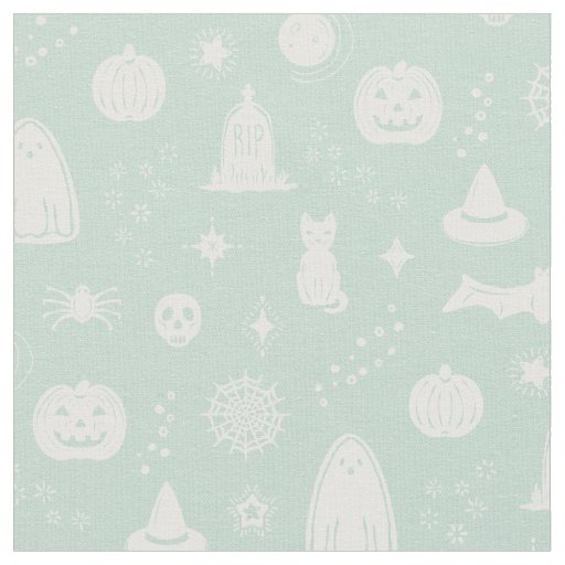 Spookie Things Pattern - Mint + Snow Fabric