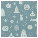 Spookie Things Pattern - Peacock + Mint Fabric