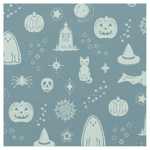 Spookie Things Pattern - Peacock + Mint Fabric