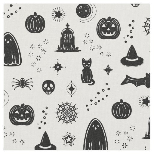 Spookie Things Pattern - Snow + Coal Fabric