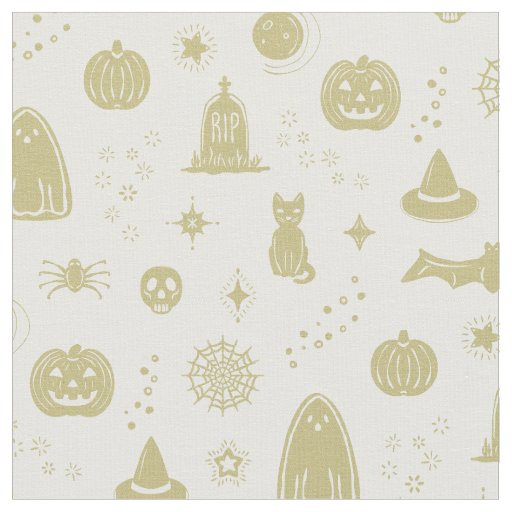 Spookie Things Pattern - Snow + Gold Fabric