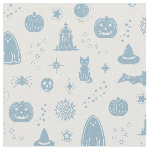 Spookie Things Pattern - Snow + Sky Fabric