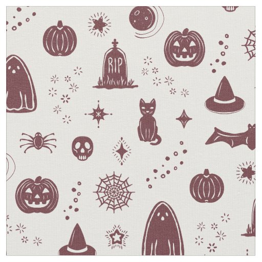Spookie Things Pattern - Snow + Wine Fabric