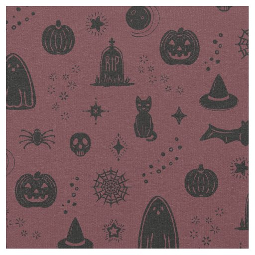 Spookie Things Pattern - Wine + Coal Fabric