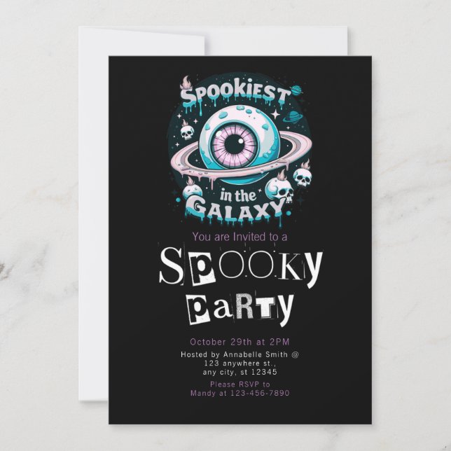 Spookiest Galaxy Modern Minimalist Halloween Invitation (Front)