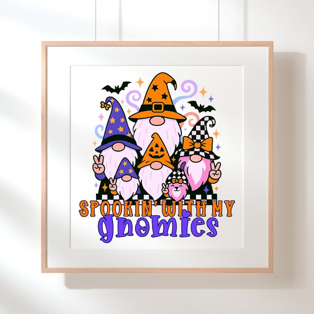 Spookin’ With My Gnomies: Retro Halloween Friends Poster (Get festive with spookin' with my gnomies — a Halloween friends design full of humor and charm.)