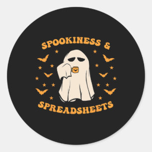 Spookiness And Spreadsheets Halloween Accountant B Classic Round Sticker