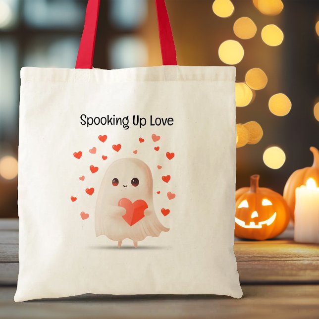 Spooking Up Love Cute Ghost Halloween  Tote Bag (Spooking Up Love Cute Ghost Halloween Tote Bag)