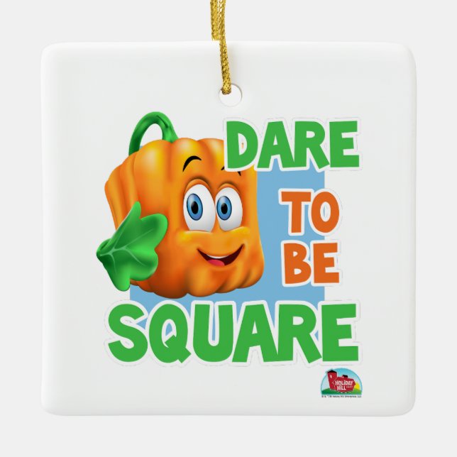 SPOOKLEY THE SQUARE PUMPKIN | DARE TO BE SQUARE! CERAMIC ORNAMENT (Front)