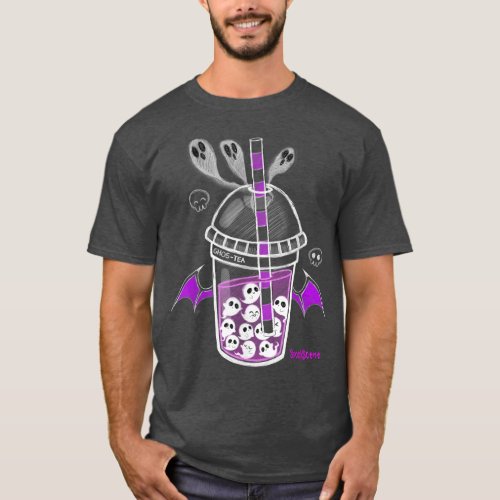 Spookscene Ghos_Tea Spooky Boba Emo Goth Alt Purpl T_Shirt