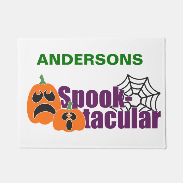 Spooktackular Halloween Pumpkins Personalized Doormat (Front)