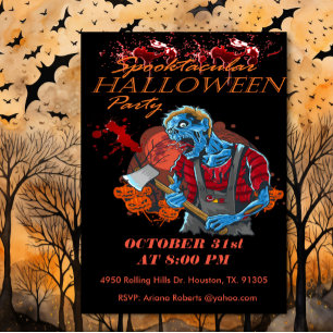 Spooktacular Adult Bloody Ghoul Halloween Invitation