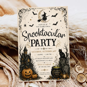 Spooktacular Adult Halloween Party Vintage Skull Invitation