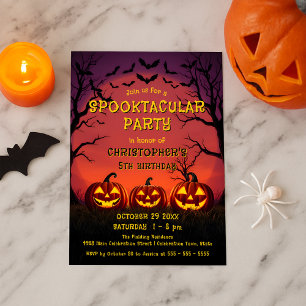 Spooktacular Bats and Jack-O'-Lanterns Halloween Invitation