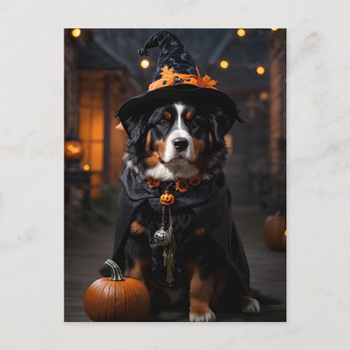 Spooktacular Bernese Dog A Halloween Howl_o_Ween Postcard