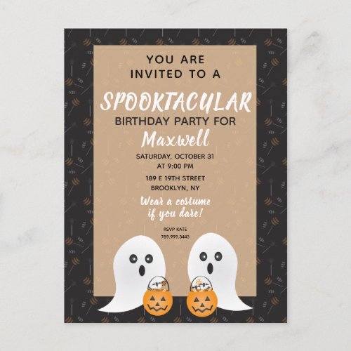 Spooktacular Birthday Ghosts Trick Or Treating Postcard