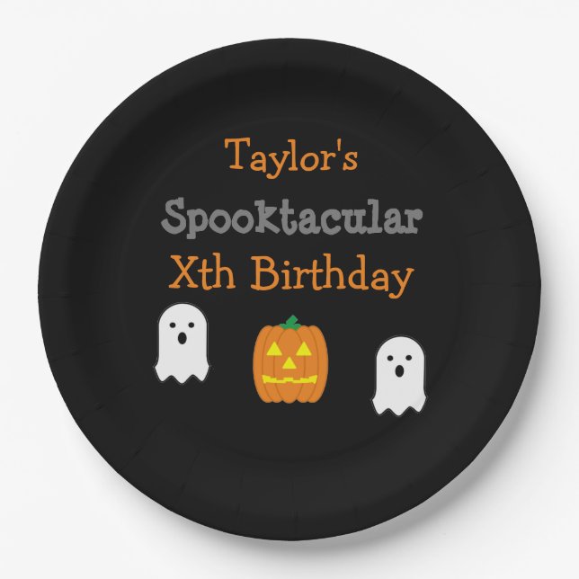 Spooktacular Birthday Paper Plates (Front)