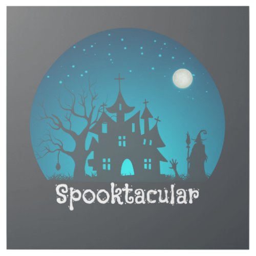 Spooktacular Blue and Black Haunted House Gallery Wrap