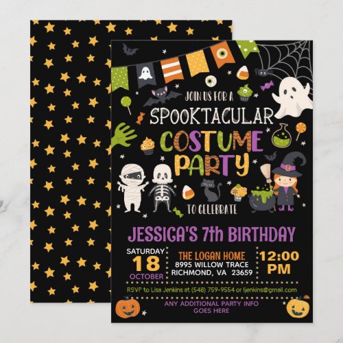 Spooktacular Costume Party Halloween Birthday Invitation