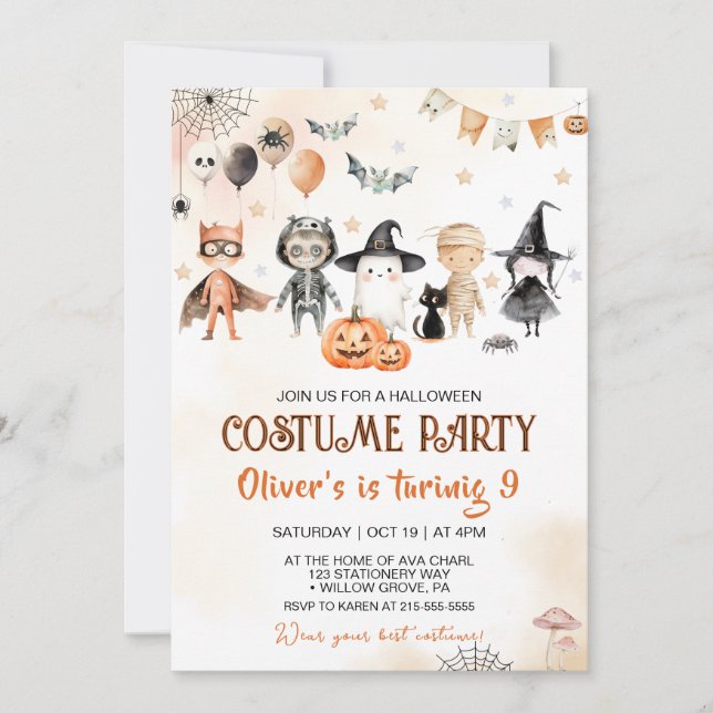  Spooktacular Costume Party Halloween Birthday Invitation (Front)