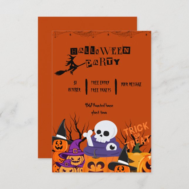 Spooktacular cute ghost Halloween party Invitation (Front/Back)