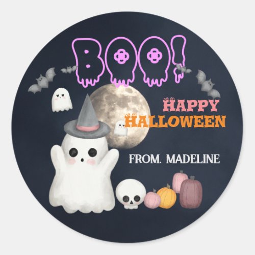 Spooktacular cute Halloween party invitations Classic Round Sticker