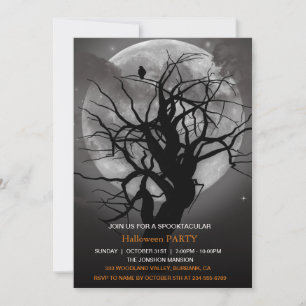 Spooktacular Dark Haunted Forest Halloween Party Invitation