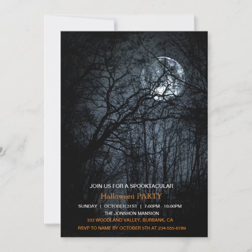 Spooktacular Dark Haunted Forest Halloween Party  Invitation