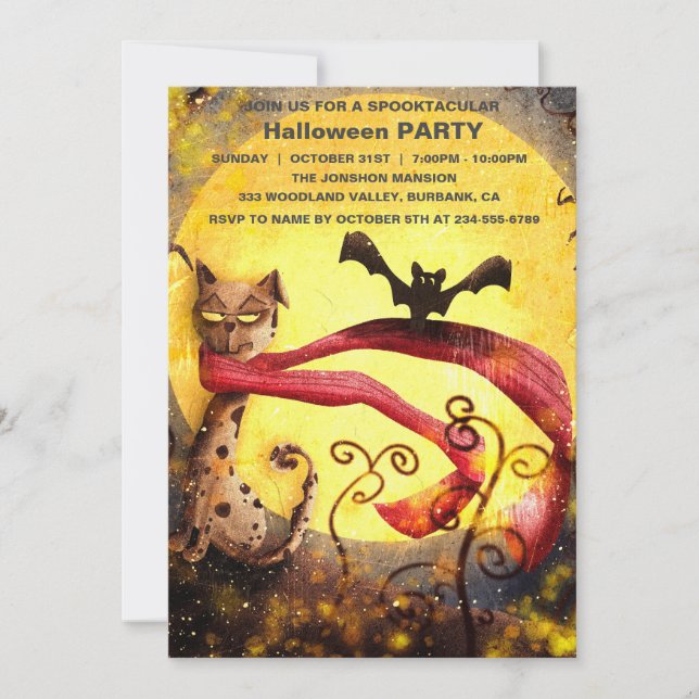 Spooktacular Dark Haunted House Halloween Party  I Invitation (Front)